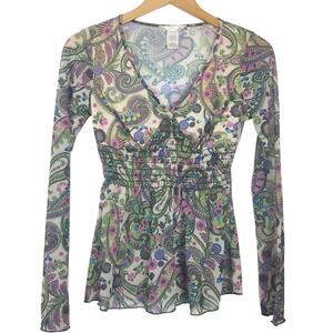 Fresh Wear | Paisley Print Long Sleeve Top Green